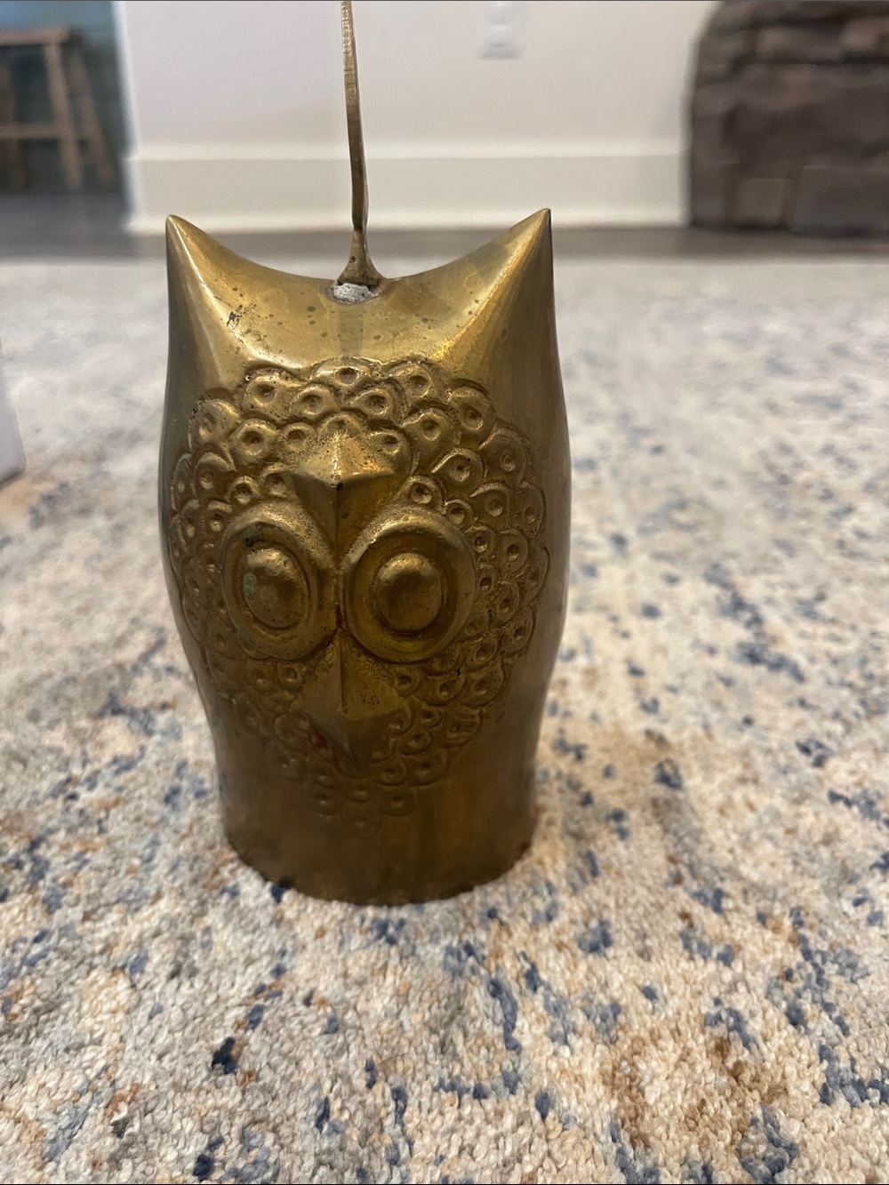 Antique Gold Owl Figurine Candle Holder